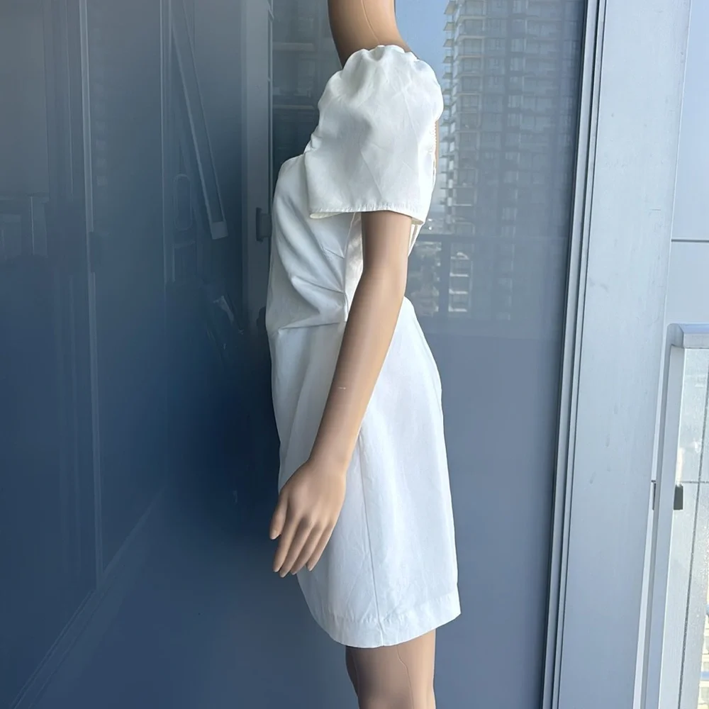 Zara Puff Sleeve White Mini Dress - Picture 6 of 15